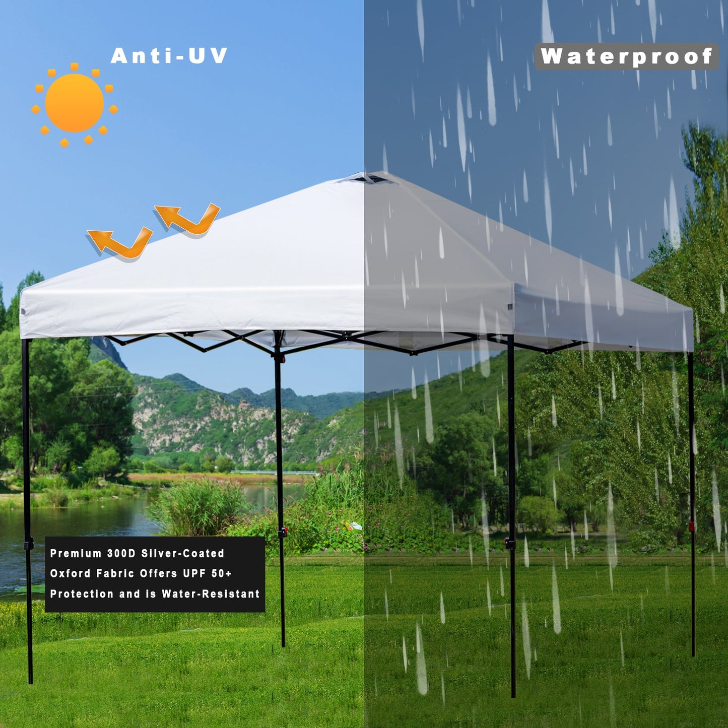 10x10 Straight Leg Pop up Canopy Tent with One Hand Set up Lock